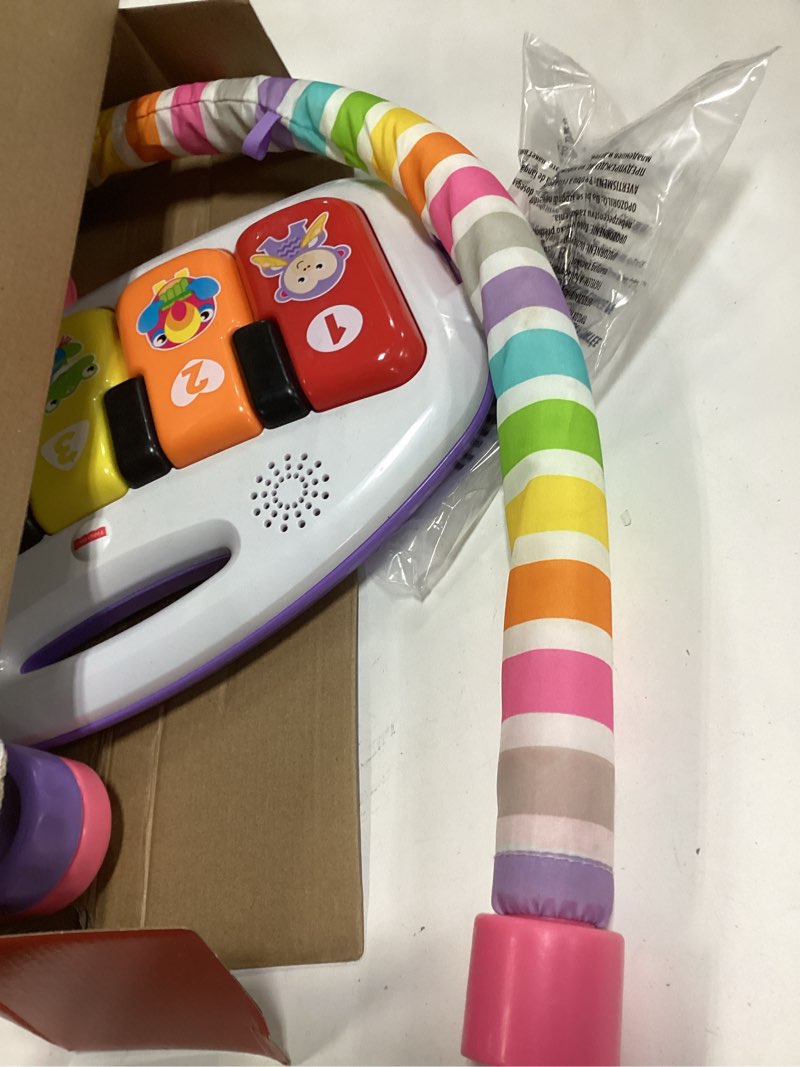 Condition photo showing As Is for ( incomplete) Fisher-Price Baby Playmat Kick & Play Piano Gym with Musical and Sensory Toys for Newborn to Toddler, Navy Fawn