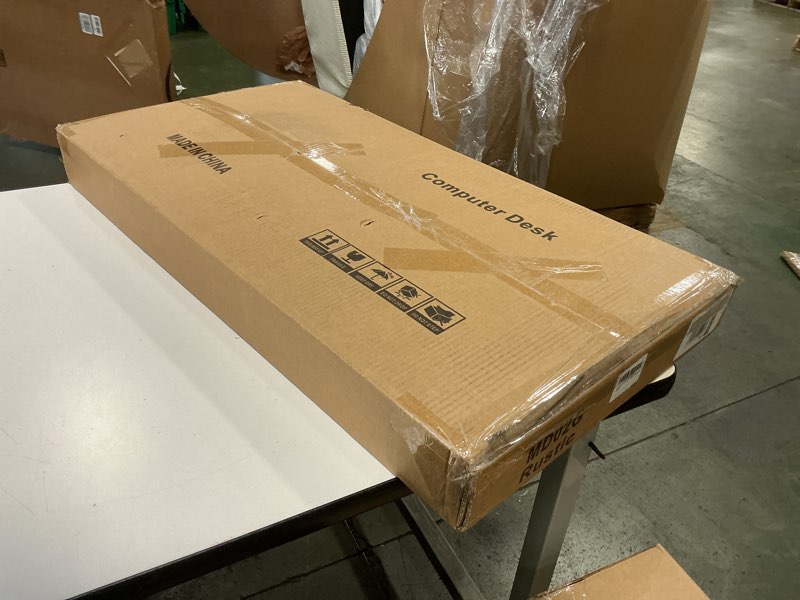 Condition photo showing New/Like New for Portable Rolling Desk on Wheels Adjustable Height Desks for Small Spaces, 32" Computer Desk with Storage Shelves for Home Office Rustic