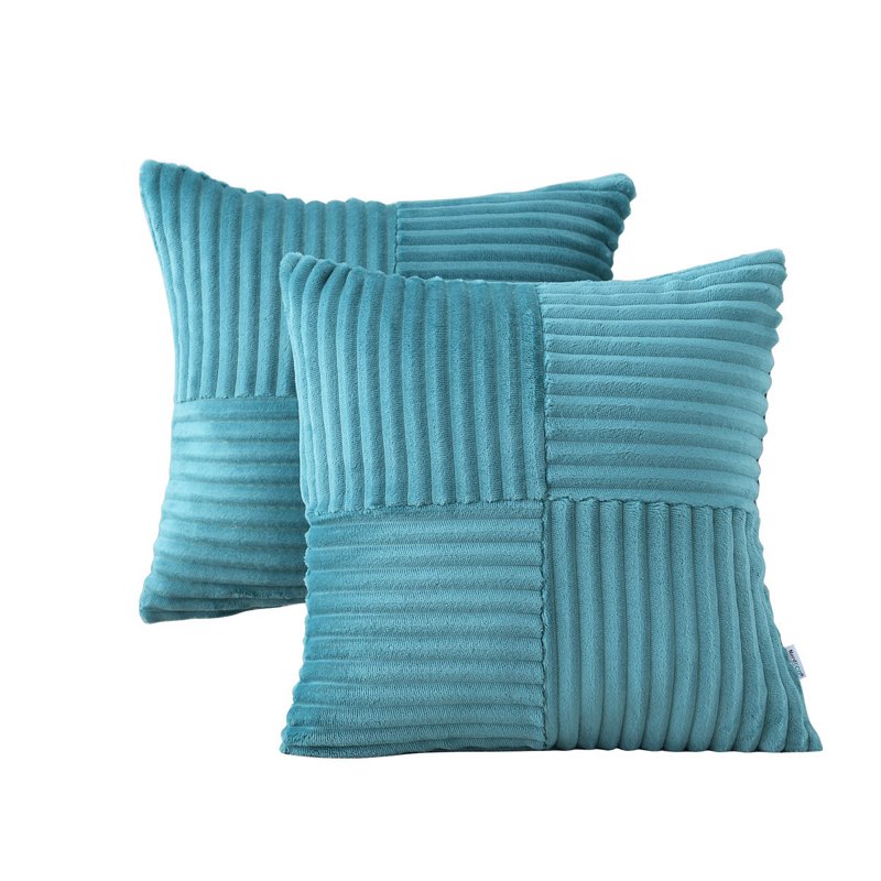 Square Striped Corduroy Soft Flannel Patchwork Pillow Cover (Set of 2) 10”X10” 