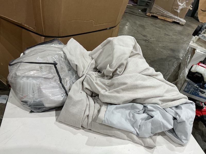 Condition photo showing Good Condition for 105 inch blackout linen curtains pinch pleat for bedroom living room darkening neutral pleated 100% black out thermal insulated window drapes double layer soundproof curtains 2 panels ivory natural natural 40"w x 105"l (pack of 2)