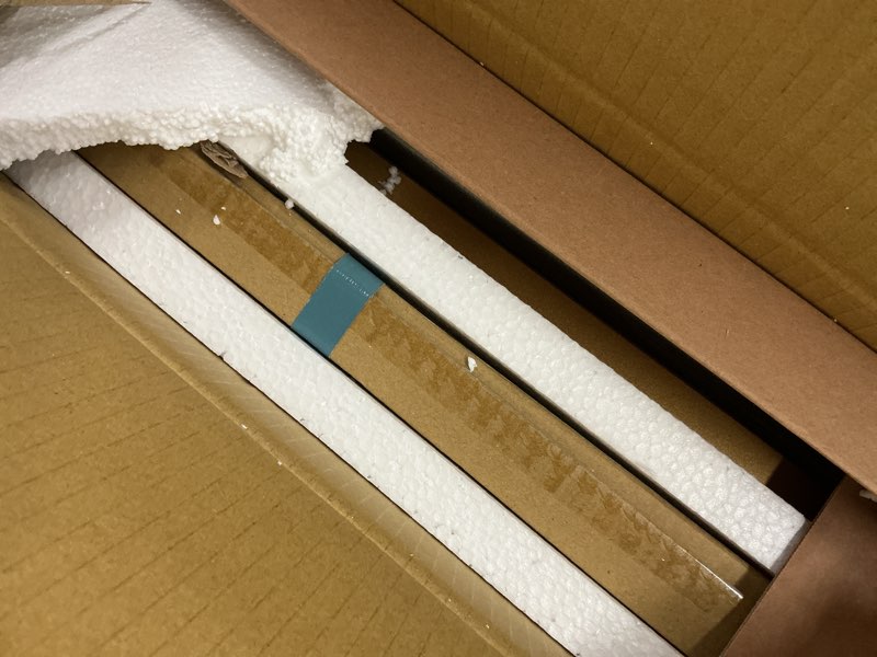 Condition photo showing As Is for sei furniture darrin narrow mirrored top console table, 56", metallic gold