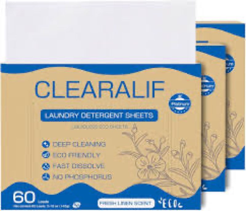 CLEARALIF Laundry Detergent Sheets, Up to 180 Loads Fresh Linen, liquidless, Eco-Friendly, Zero Wast