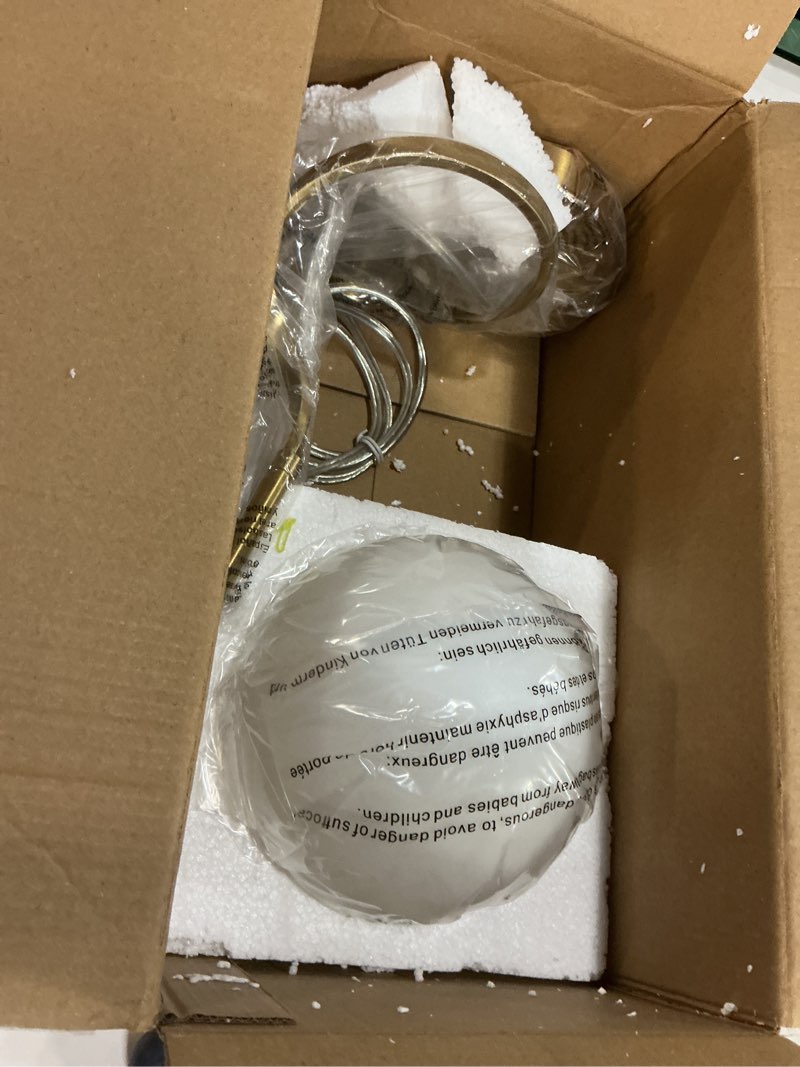 Condition photo showing New/Like New for Modern Gold Pendant Light Glass Globe Chandelier Kitchen Island Ceiling Light Fixture for Kitchen Living Room Bedroom(1Pack) Gold 1 Pack