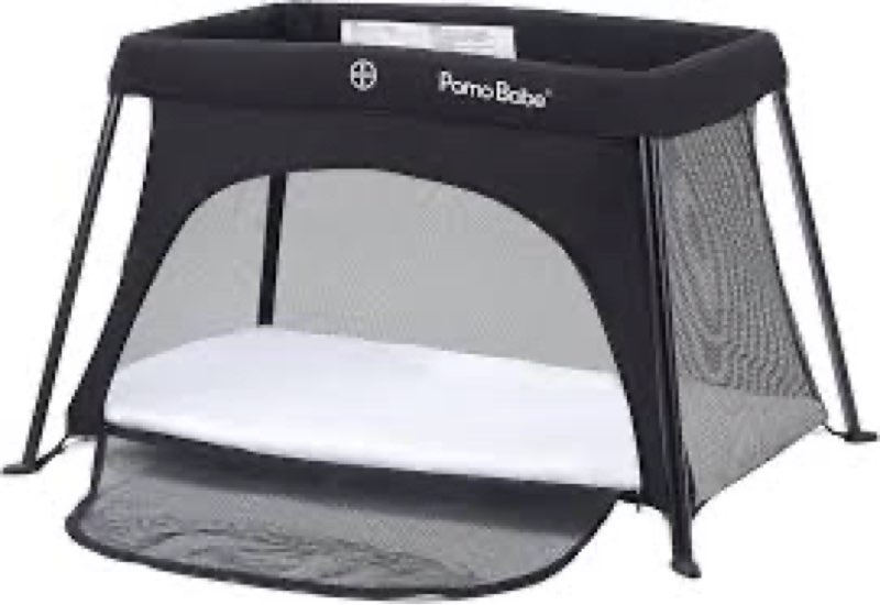 Pamo Babe Travel Crib Lightweight Baby Playard with Mattress Compact Play Yard with Detachable Legs