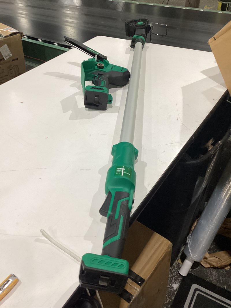 Condition photo showing As Is for **missing battery,bar, chain, charger**  kimo pole chainsaw 8inch w/2 x 4.0ah battery & fast charger, 34 ft/s powerful cutting, auto oiler, s