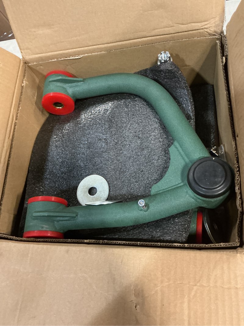 Condition photo showing Good Condition for front upper control arms for 2007-2021 toyota tundra, 2008-2022 toyota sequoia, 2-4" lift suspension tubular arms with ball joint, replacement oem factory suspension arms, wrinkle green