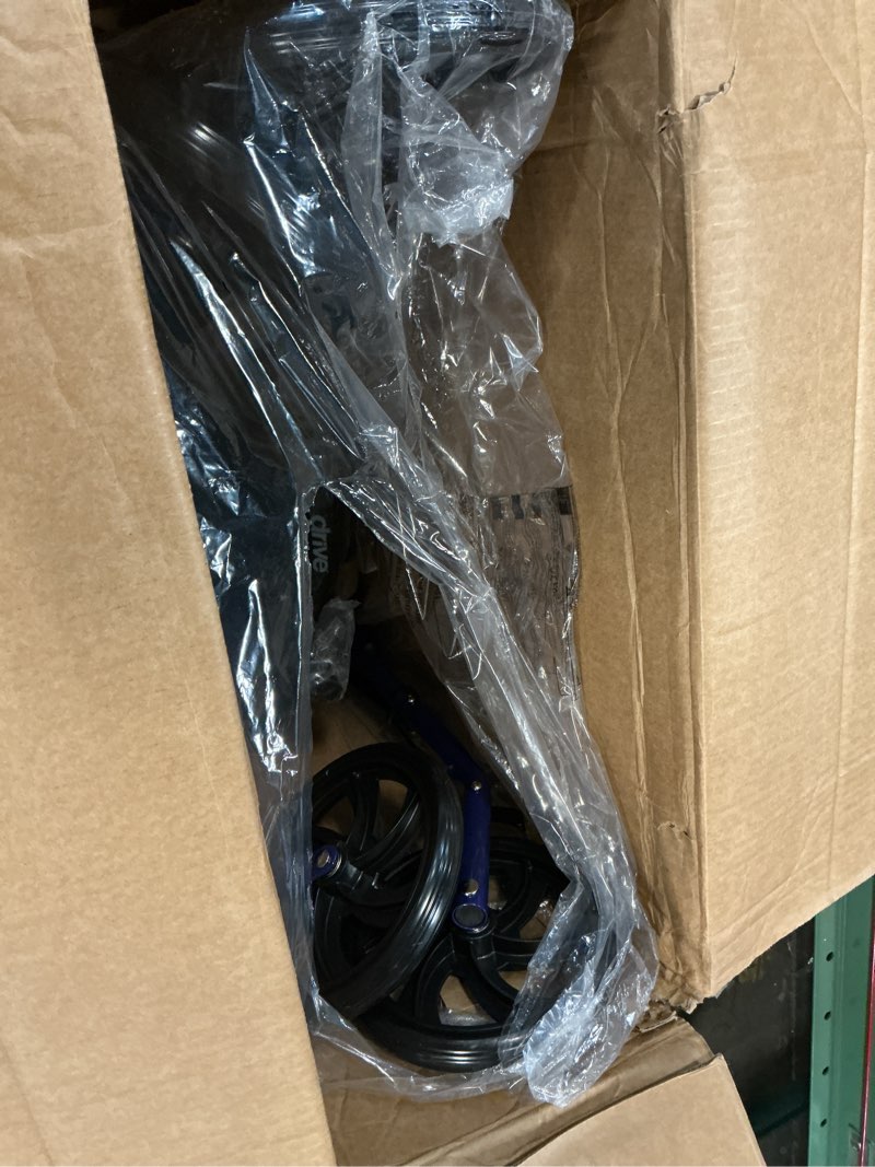 Condition photo showing Good Condition for drive medical rollator walker with seat - stable mobility support - height adjustable - durable steel frame construction - smooth 7.5" wheels - foldable - 350 lb limit - blue
