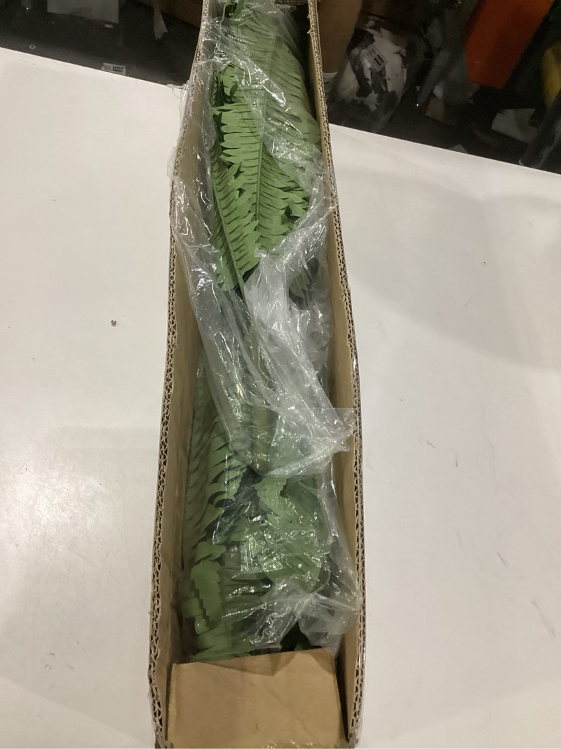 Condition photo showing New/Like New for artificial boston fern bush - set of 2 45inch fake ferns with 55 fronds, large hanging faux plants decor, uv resistant faux fern vines silk greenery for outdoor indoor, porch, farms, patio
