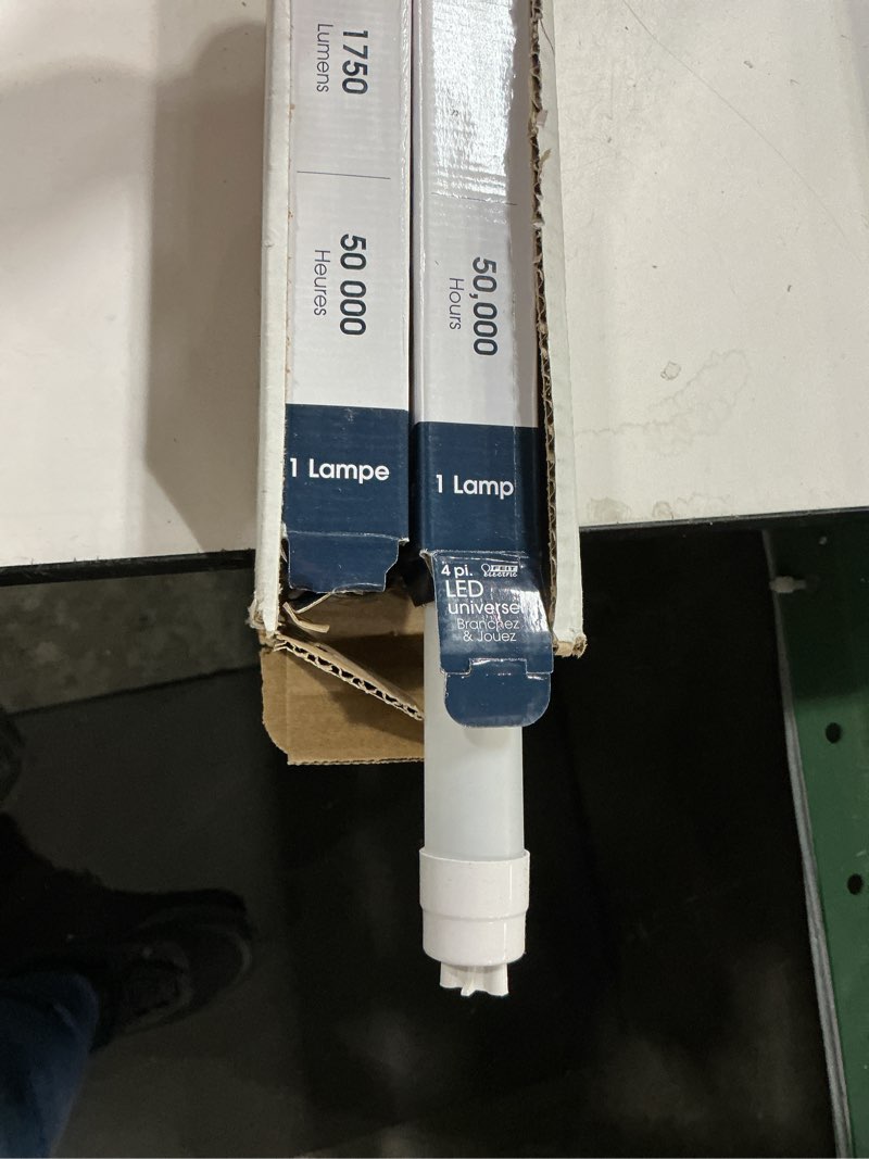 Condition photo showing Good Condition for Feit Electric T8 LED Bulbs 4 Foot, 40 Watt Equivalent, Type A Tube Light, Plug & Play, T8 or T12 LED Tube Light, LED Fluorescent Replacement, Frosted, T48/840/LEDG2/4, 4100K Cool White, 4 Pack 4100k (Cool White) G13 Base