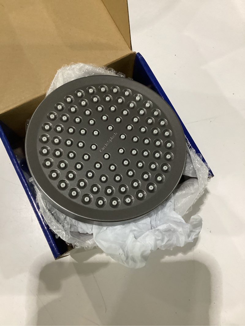 Condition photo showing As Is for high pressure shower head - anti-clogging silicone nozzles 2.5 gpm removable restrictor - easy to clean and install - includes plumbers tape - 6 inch - (matte grey, 2.5gpm) matte grey 2.5gpm