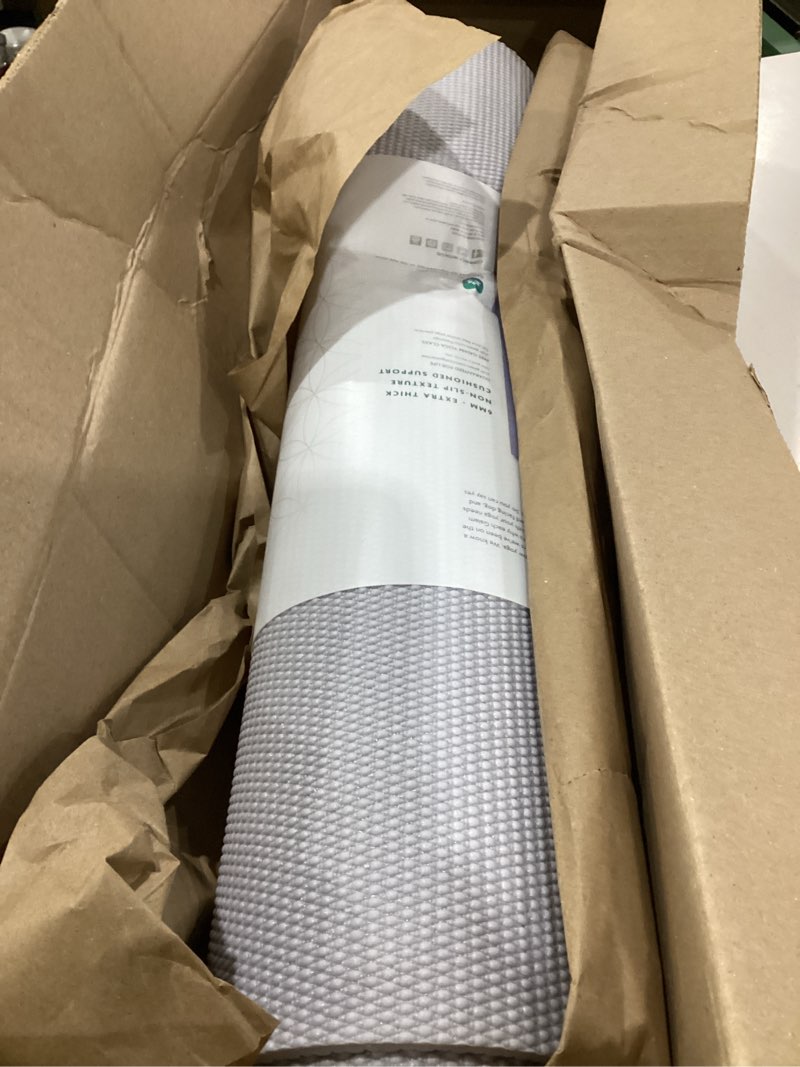 Condition photo showing As Is for gaiam yoga mat - premium 6mm print extra thick non slip exercise & fitness mat for all types of yoga, pilates & floor workouts (68"l x 24"w x 6mm thick) violet vision