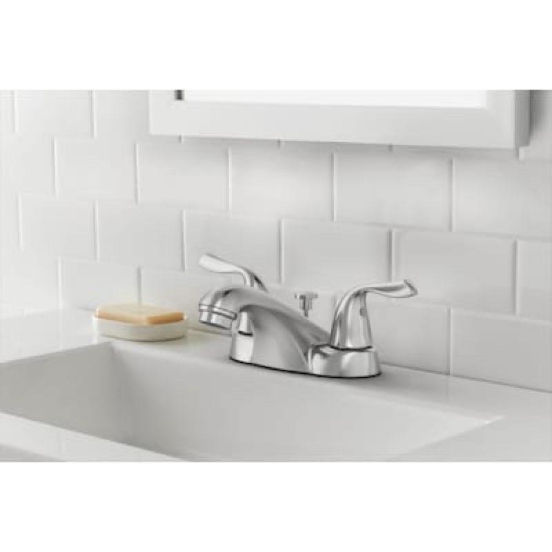  project source satin nickel 4-in centerset 2-handle watersense low-arc residential