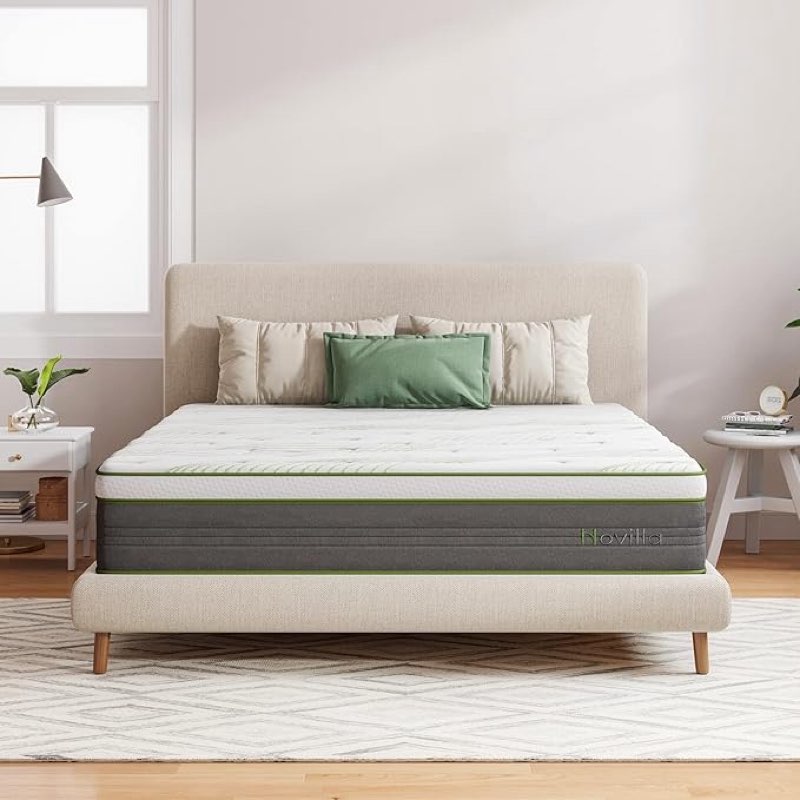 Novilla Queen Mattress,12 Inch Gel Memory Foam Hybrid Mattress in a Box with Individual Pocket Springs, Motion Isolation & Pressure Relief, Medium Firm Queen Size Bed Mattresses, vigour