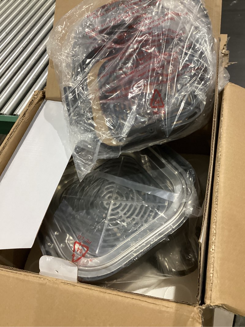 Condition photo showing Good Condition for 4-in-1 Portable Glass Air Fryer - 1500W, 4.2QT & 1.6QT Dual Glass Containers with Lids, Non-Toxic, 400°F Precise Heat, Max Crisp | Bake | Air Fry | Recrisp, Microwave, Freezer & Dishwasher Safe Grey