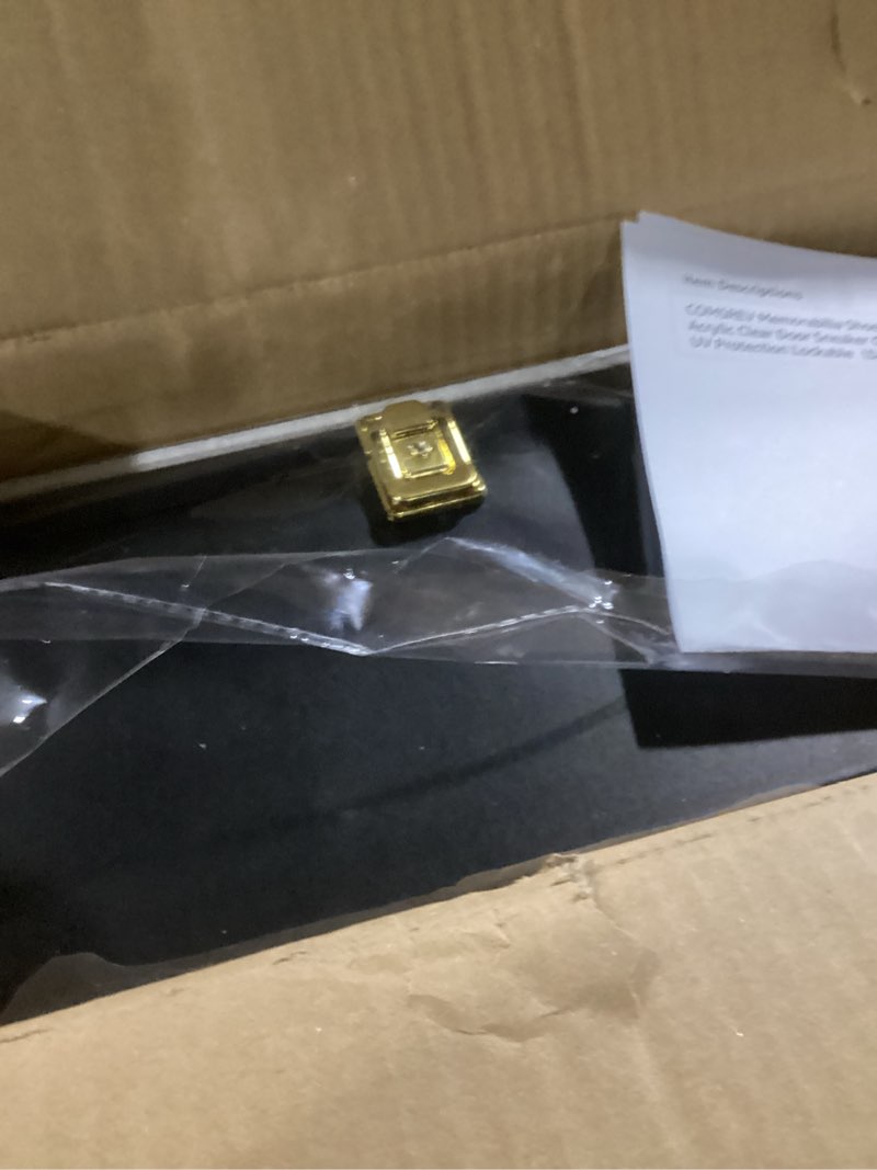 Condition photo showing Good Condition for Memorabilia Shoe Display Case Wooden Frame Wall Mount Acrylic Clear Door Sneaker Cabinet Containers Storage Shelves Boxes 98% UV Protection Lockable?Double Shoe-Black? 2xie Black