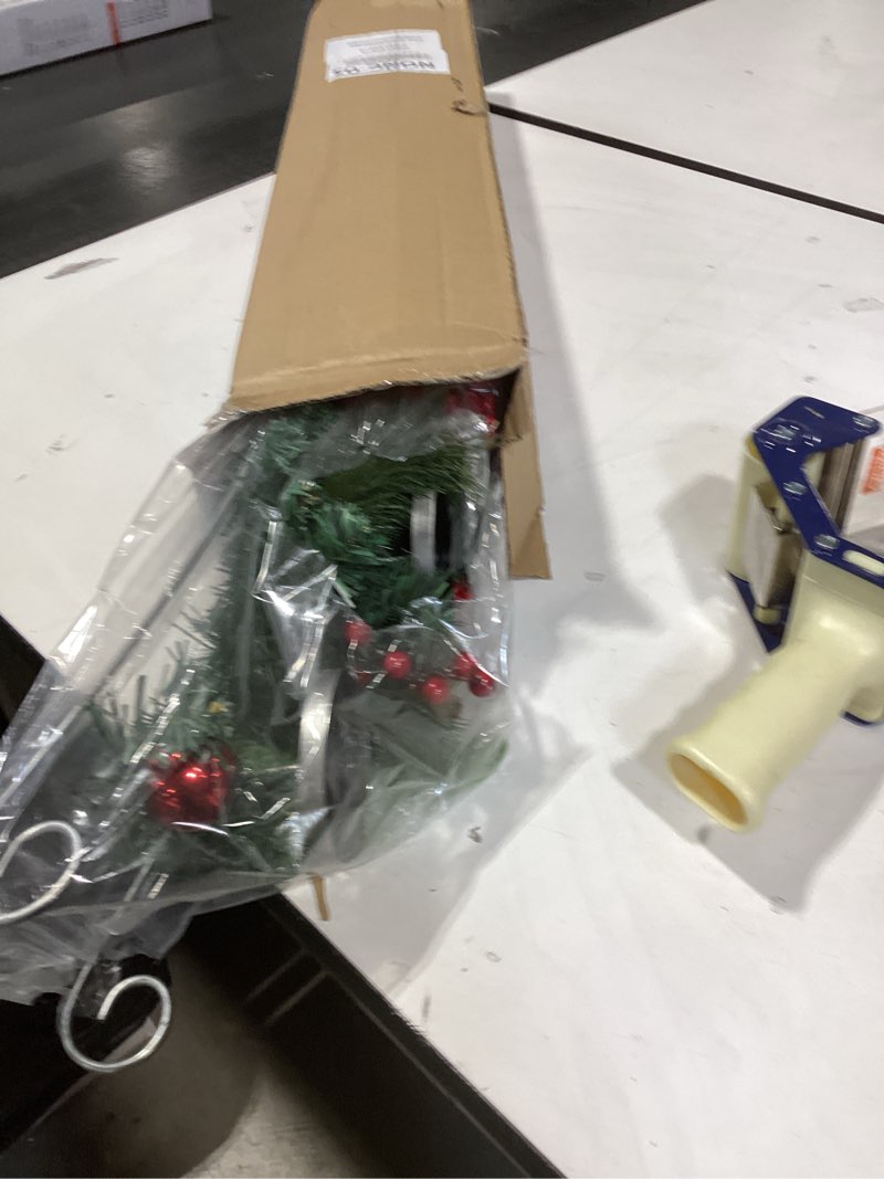 Condition photo showing New/Like New for Yungyan Christmas Tabletop Centerpiece 30 Inch, Includes 5 Candle Holders Without Candle, Norfolk Branch, Red Berries, Red Balls and Base, Christmas Artificial Dinner Table Decorations Red Ball Style