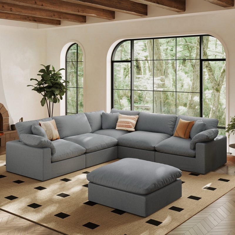 (Incomplete) Oversized Cloud Modular Sectional Sofa, Comfy Down Filled Sectional