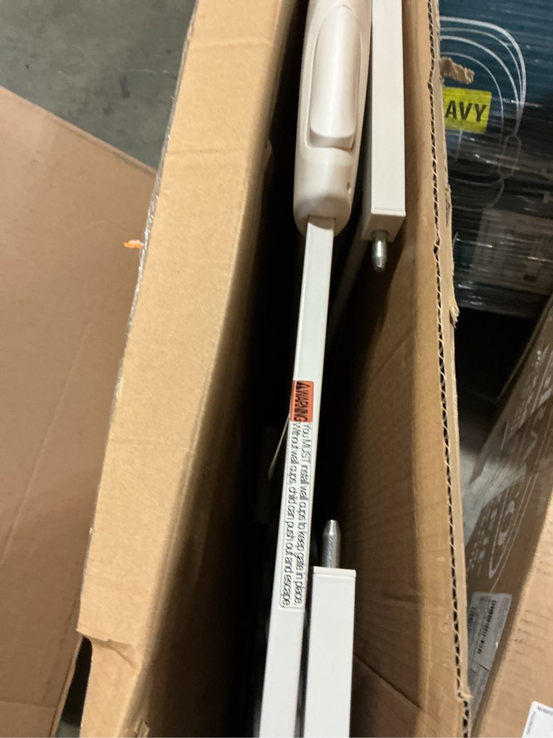 Condition photo showing As Is for Extra Wide Baby Gates 48-53 Inch Child Dog Pet Gate Indoor Adjustable Safety Child Gates for House Doorway Stairs Banister Walk Through Doggie White 48.03"-52.76"/122-134cm