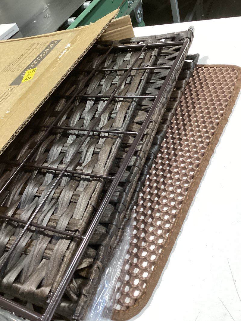 Condition photo showing Good Condition for Snughome Cat Litter Box Enclosure Furniture Hidden with Litter Mat, Hidden Cat Washroom Furniture with Door, Handwoven Rattan Cat Washroom Box, Indoor Pet House for Living Room, Bedroom (Brown) Brown 20.87"L x 16.93"W x 22.44"H