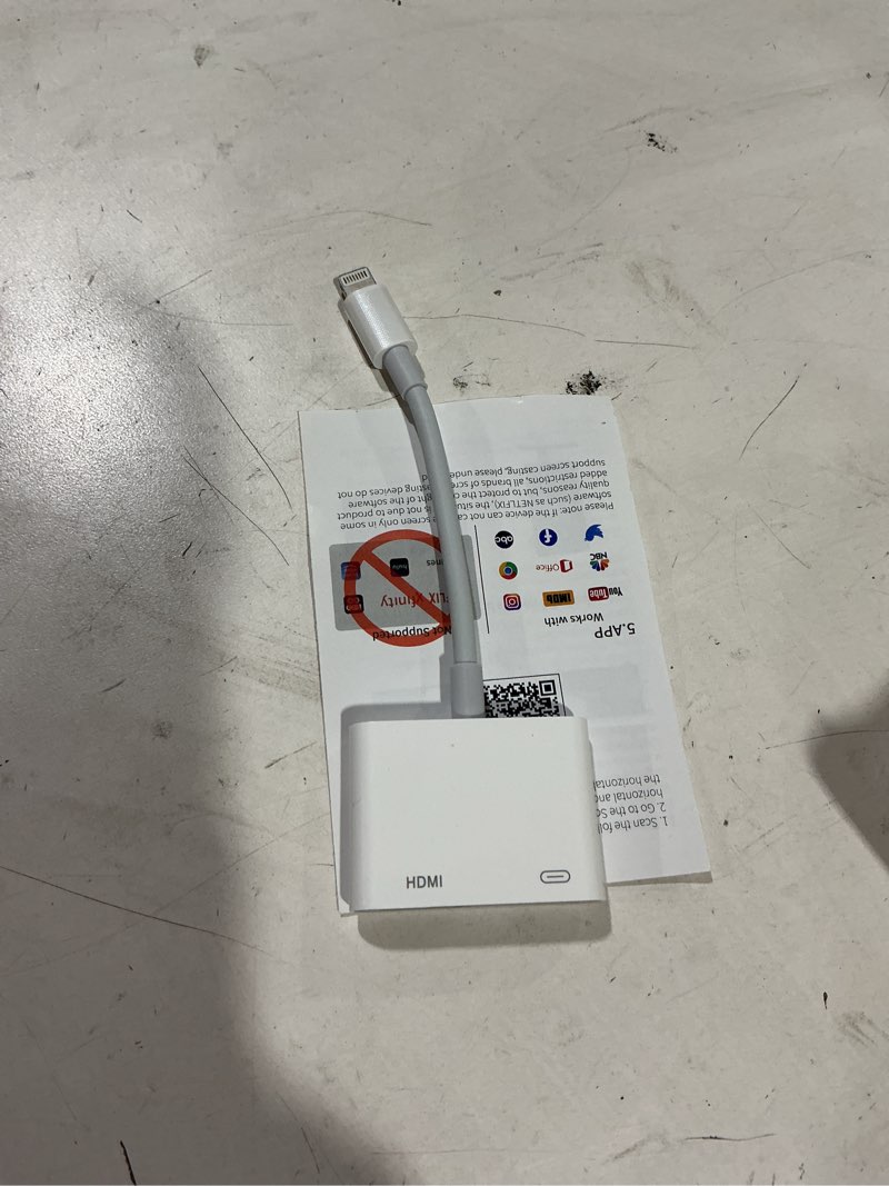 Condition photo showing New/Like New for Apple MFi Certified Lightning to HDMI Digital AV Adapter 1080P HD Video HDMI Sync Screen Connector Cable with Charging Port Compatible with iPhone 14/13/12/11/ X/ 8/7/ iPad on HDTV/Projector/Monitor