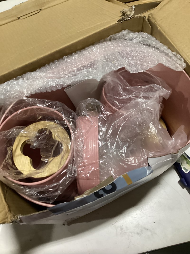 Condition photo showing Good Condition for IMAVO Bathroom Accessory Set-11Pcs Pink Bathroom Accessories Set with Trash Can,Soap Dispenser,Soap Dish,Toothbrush Holder,Toothbrush Cup,Toilet Brush Holder,Qtip Holder Dispenser with Labels Pink 11 PCS Bathroom Set