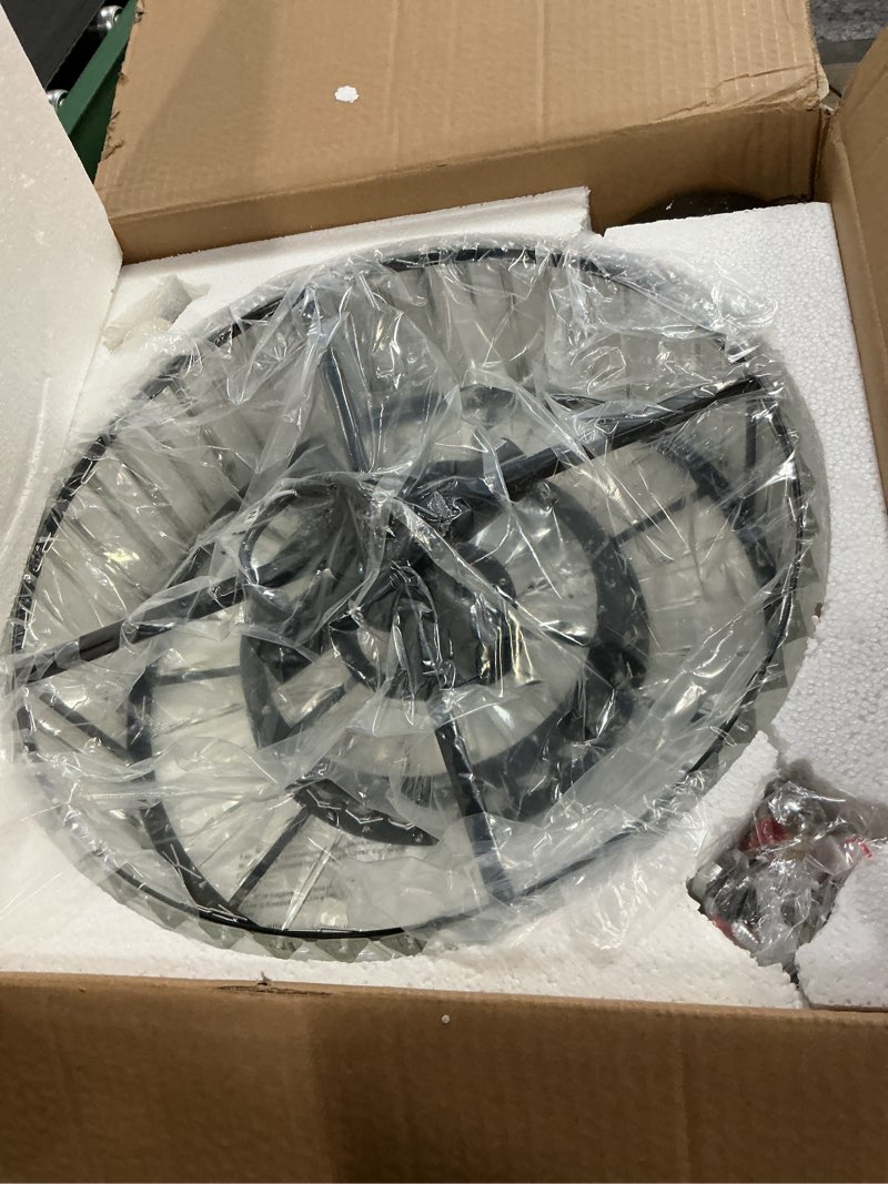 Condition photo showing Good Condition for 4 lights modern crystal chandelier black round semi flush mount ceiling light fixture farmhouse chandelier for dinning room living room bedroom hallway entryway kitchen