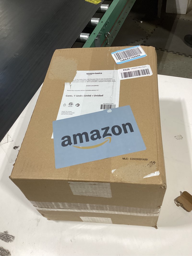 Condition photo showing Good Condition for amazon basics 12 cup drip coffee maker with glass carafe (1.9 qt), auto shut-off, auto pause, removable filter basket, black & silver 12-cup non-programmable - new model