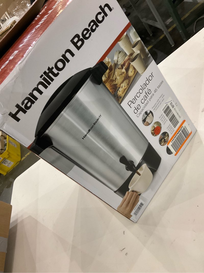 Condition photo showing As Is for Hamilton Beach - Coffee Urn - Silver