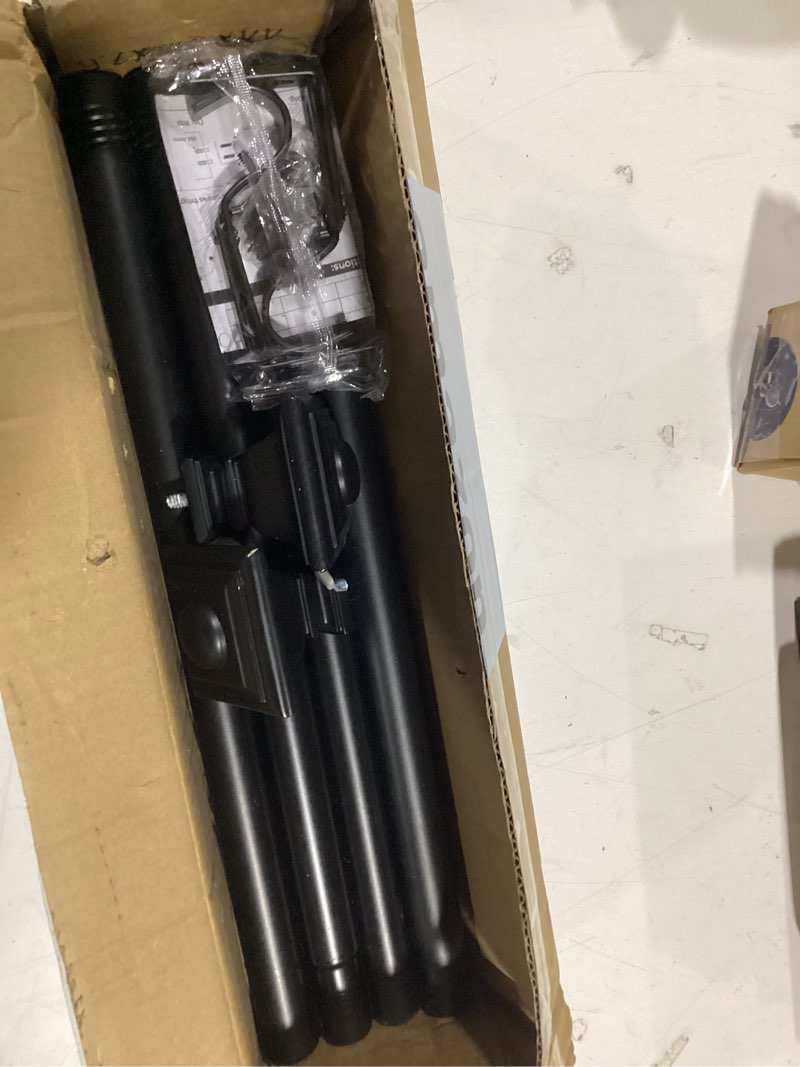 Condition photo showing Good Condition for briofox black curtain rods for windows 28 to 48 inch adjustable length 1 inch diameter heavy duty window curtain rods for indoor ourdoors with classic square finials 28"-48" black