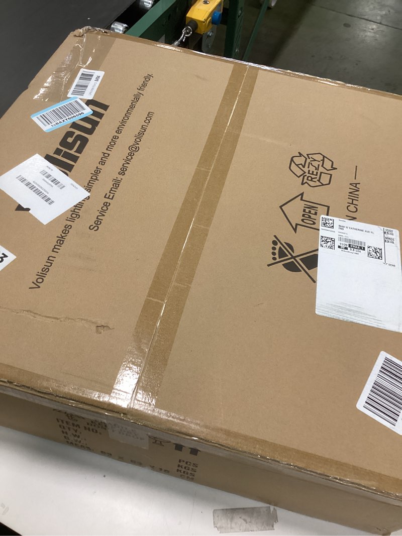 Condition photo showing New/Like New for VOLISUN Low Profile Ceiling Fans with Lights and Remote, 23.6in Flush Mount Ceiling Fans with Light, 3000K-6500K Dimmable Fandelier LED Fan Lights, Bladeless Ceiling Fan with Light for Bedroom(White) White 23.6 INCH