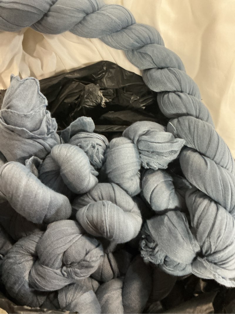 Condition photo showing As Is for (size unknown ) efavormart  dusty blue cheesecloth table runner, gauze fabric boho wedding arbor decor