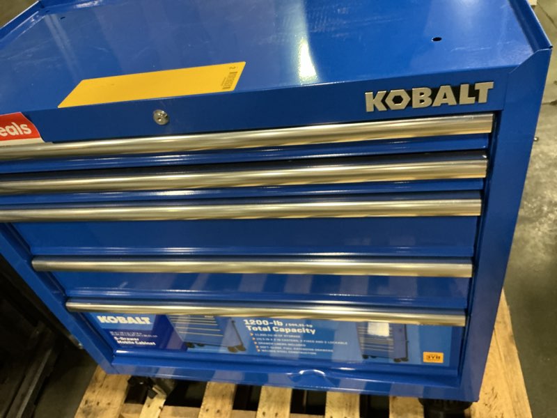 Condition photo showing As Is for Kobalt 36-in W x 38-in H 5 -Drawer Metal Rolling Tool Cabinet ( Blue ) | 410-169-0131
