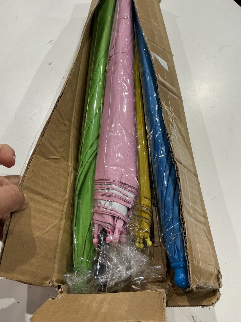 Condition photo showing Good Condition for 33.5 inch double-layer windproof plant umbrella for outdoor plants, 4 pack sun shade & rain cover, large plant umbrella for potted flowers, patio, balcony, flower bed (blue pink yellow green)