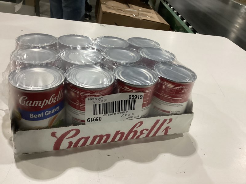 Condition photo showing New/Like New for campbell’s beef gravy, 10.5 oz can (12 pack) beef 10.5 ounce (pack of 12) expiration date 28may 2027
