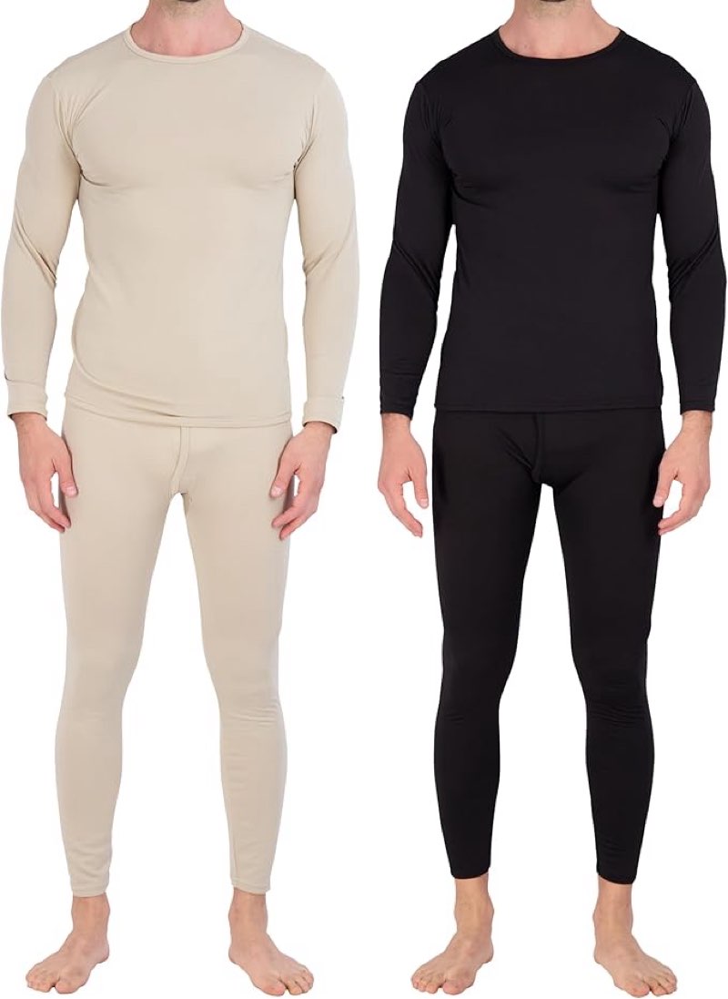 real essentials 4 piece: men's thermal underwear sets - long sleeve top & bottom fleece long johns (