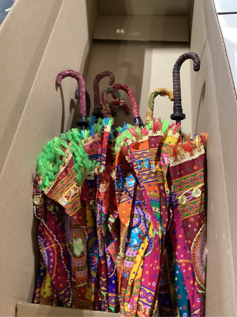 Condition photo showing Good Condition for indacorify indian umbrella décor birthday,party decoration handmade designer cotton fashion multi colored umbrella embroidery 5 pcs lot