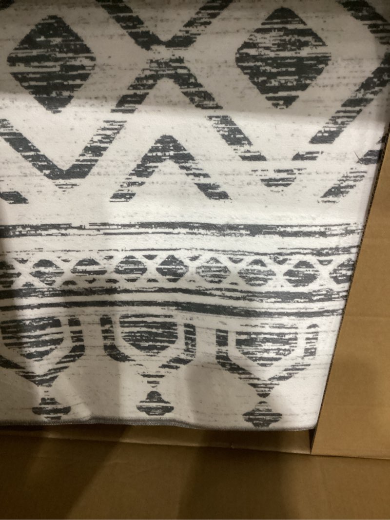 Condition photo showing New/Like New for 10x14 area rugs for living room moroccan washable rugs non slip indoor floor carpet foldable large soft area rug with low pile for dining room bedroom office(grey,10'x14') grey 10'x14'(rectangular)