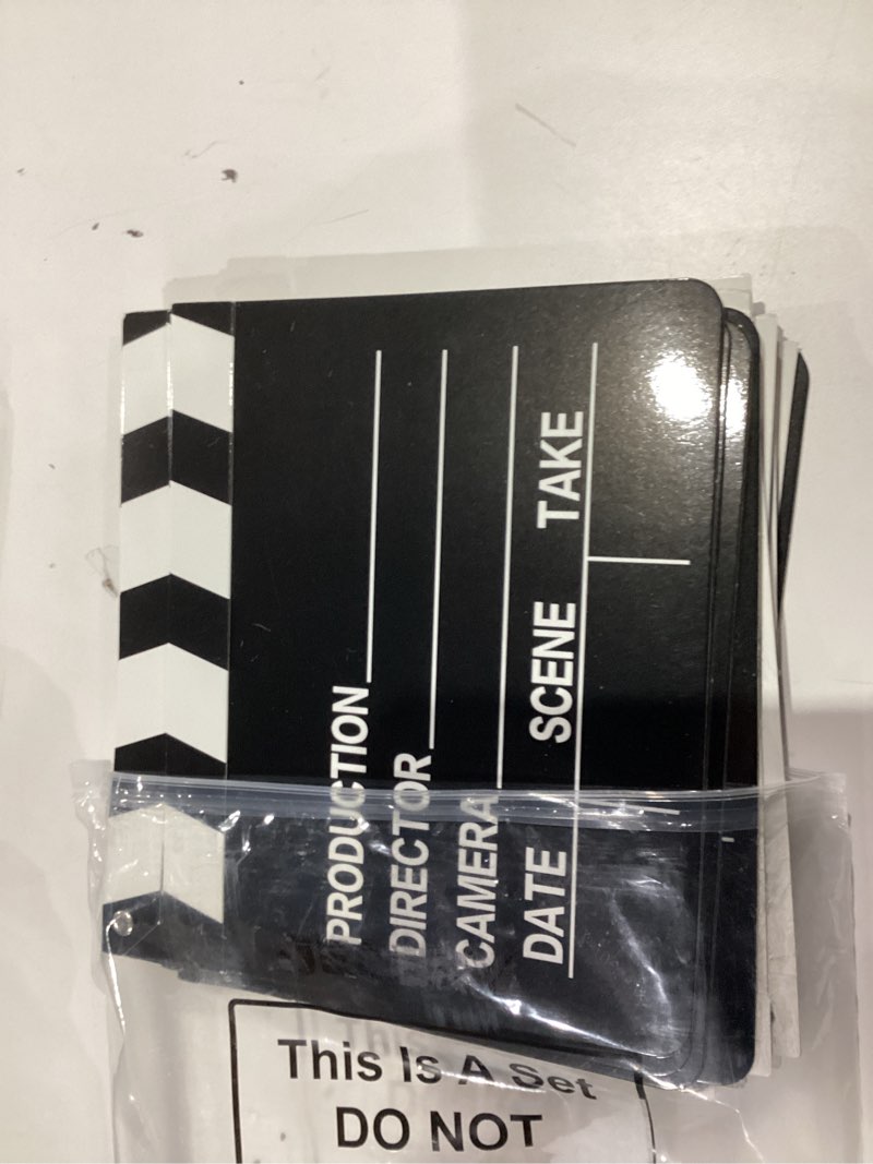 Condition photo showing Good Condition for jecery 20 pcs movie film clap board 7 x 8 inch clapboard directors clapper clapboard movie night party decorations writable cut action scene board centerpiece for photo prop (black) black 20