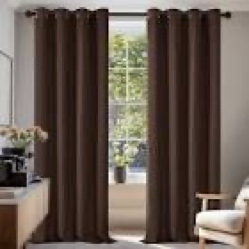 Guken Brown 100% Blackout Curtains 72 Inch Length 2 Panels Set for Living Room Bedroom Back Tab Ther