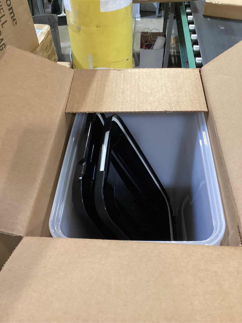 Condition photo showing Good Condition for iris usa dog food storage container, 2 pack, up to 30 lbs each, airtight seal for freshness, wheels for rolling, easy one hand opening, made in usa, bpa free, clear/black 30 lbs - 2 pack black