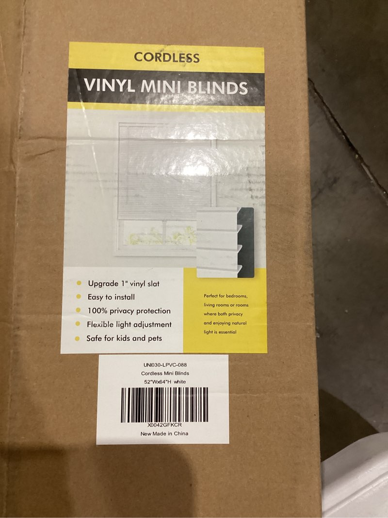UNISHADES 100% Privacy L-Shaped Blades Mini Blinds for Indoor Windows 1" Vinyl Cordless Window Blind