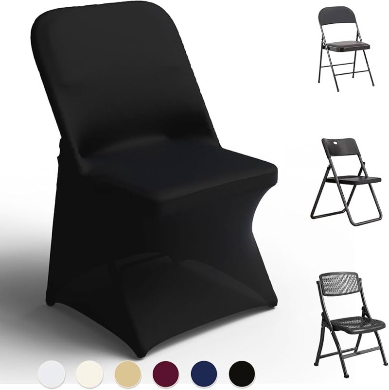 Trlyc Spandex Folding Chair Covers 50 Pcs Universal Fitted Stretchy Dining Chair Slipcovers for Wedd