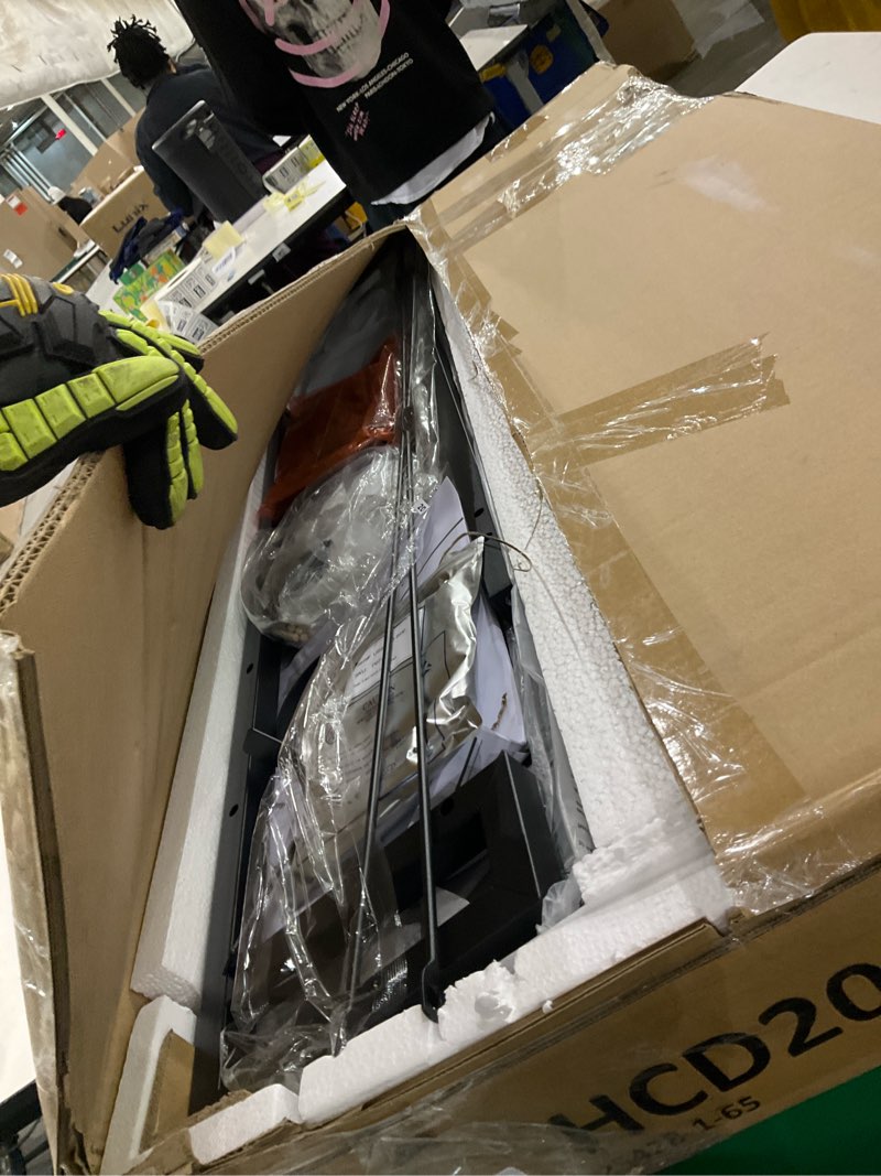 Condition photo showing As Is for PRAISUN L Shaped Gaming Desk with Shelves, Corner Computer Table with LED Lights, Power Outlets and 