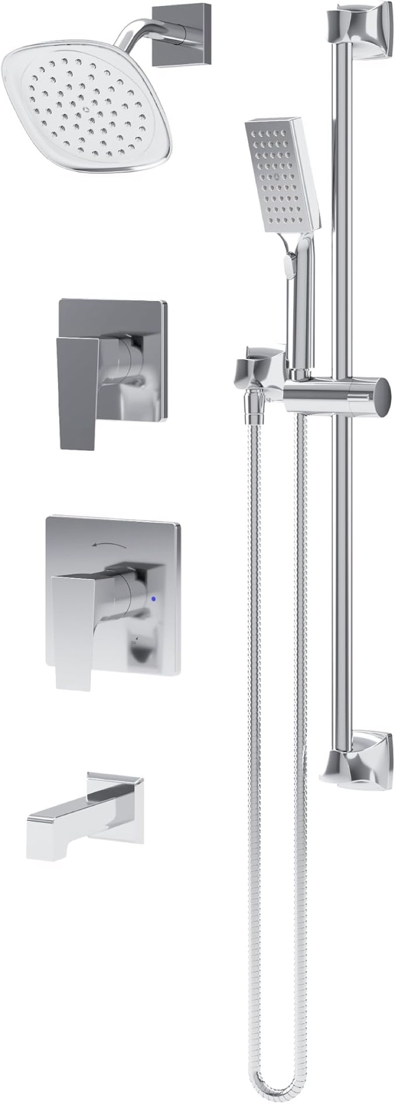 Verity HydroMersion Double Handle Shower Trim Kit with Hand Spray and Slide Bar Polished Chrome
