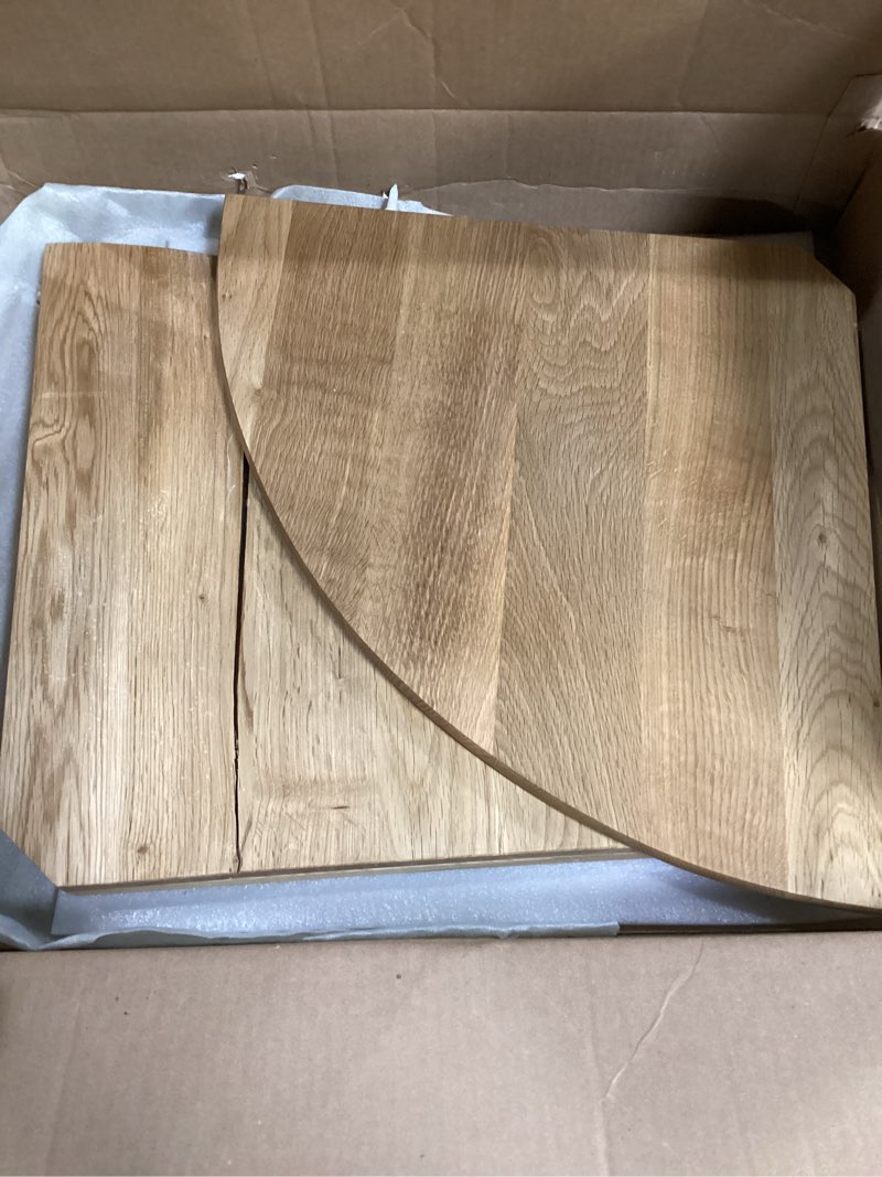 Condition photo showing Good Condition for Corner Shelves, Floating Corner Shelf, Set of 2 16inch Solid Oak Wood Wall Shelves, Round End Wall Mount Display Shelf with Wire Hole for Bedroom Kitchen, Living Room (Oak, 16in 2P) 16in 2P Oak