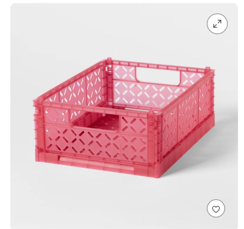 Rectangular Plastic Foldable Medium Crate Pink - Brightroom™ (2 pc) 
