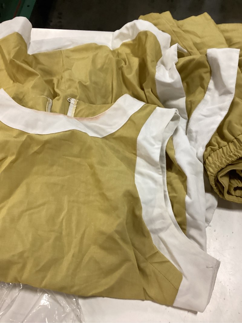 Condition photo showing Good Condition for women's summer 2 piece outfits sleeveless spilt hem pullover top sets lounge set tracksuit with pockets x-large yellow