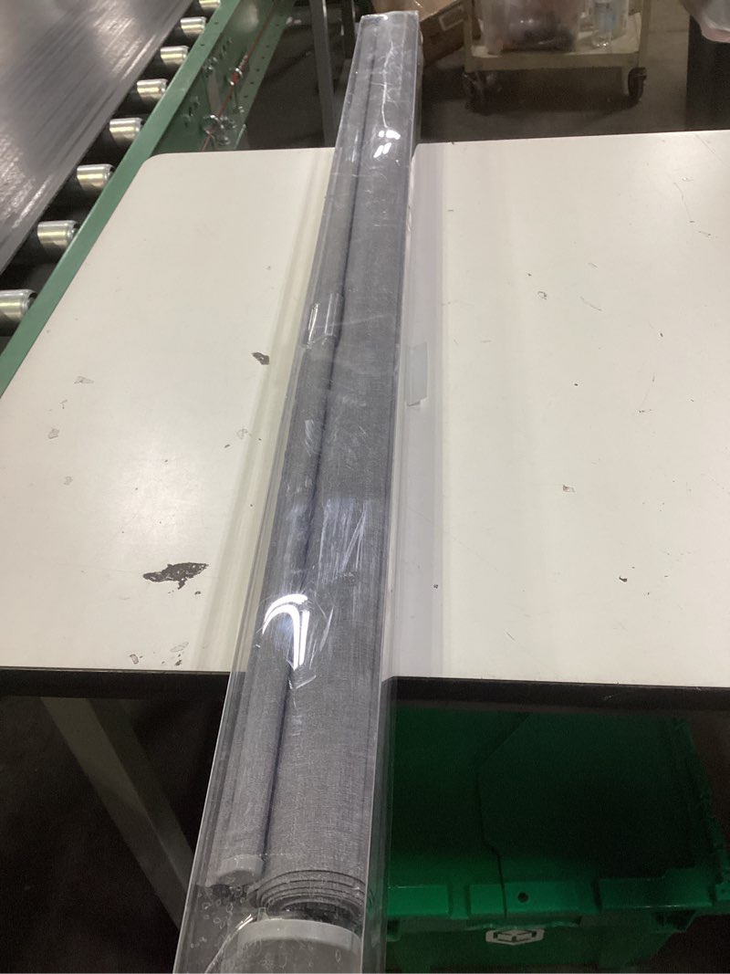 Condition photo showing New/Like New for motorized blackout valanced window shades, remote control wireless and rechargeable roller blinds with top valance, uv protection light grey fabric roller shades for windows, doors, french door light grey - no valance