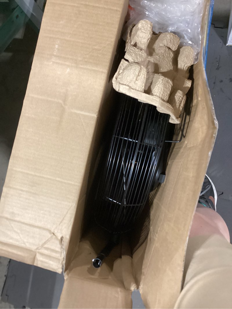 Condition photo showing As Is for utilitech 20-in 120-volt 3-speed high velocity indoor black floor fan