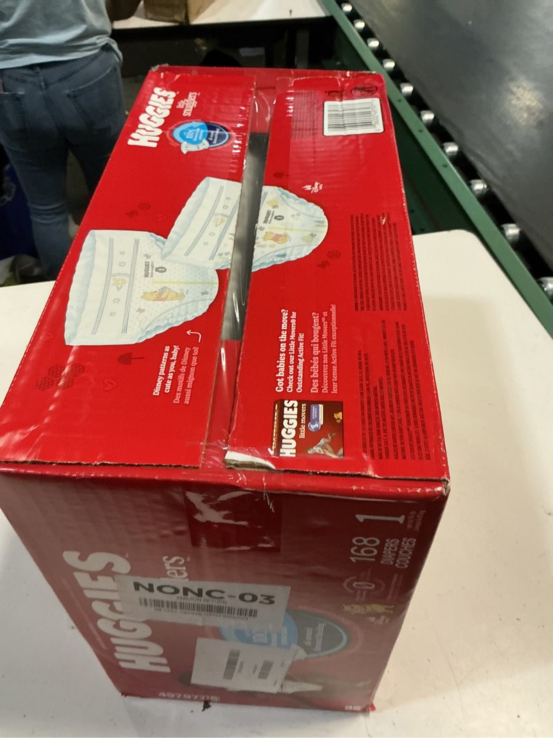 Condition photo showing New/Like New for huggies size 1 diapers, little snugglers baby diapers, size 1 (8-14 lbs), 168 count, packaging may vary size 1 168